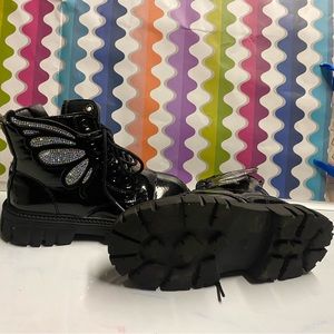 Doc Martens inspired girls boot sz 11 patent leather butterfly accent rhinestone